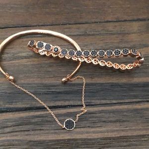 Henri Bendel Rose Gold and Black Bracelet Set